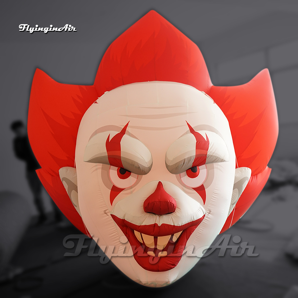Funny Hanging Giant Inflatable Clown Head Balloon Halloween Figure Model With LED Light For Club Decoration