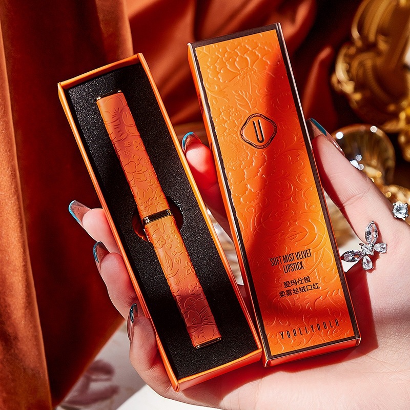 Explosive Love Horse Orange Small Thin Tube Lipstick Set Matte Does Not Fade Tanabata Makeup Wholesale free shipping