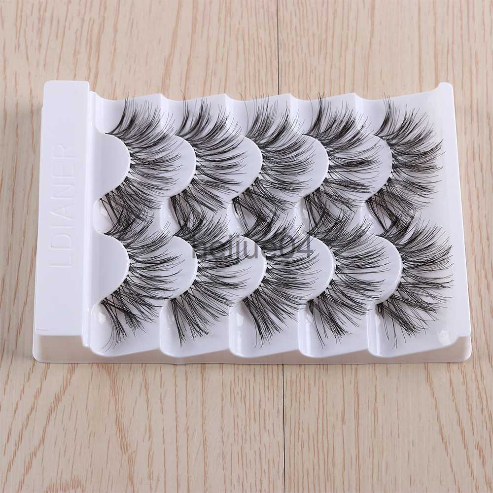 False Eyelashes 5 Pairs 3D Effect False Eyelashes Natural Long Wispy Full Strip Black Lashes Extension Handmade CrueltyFree Eye Makeup Tools x0802