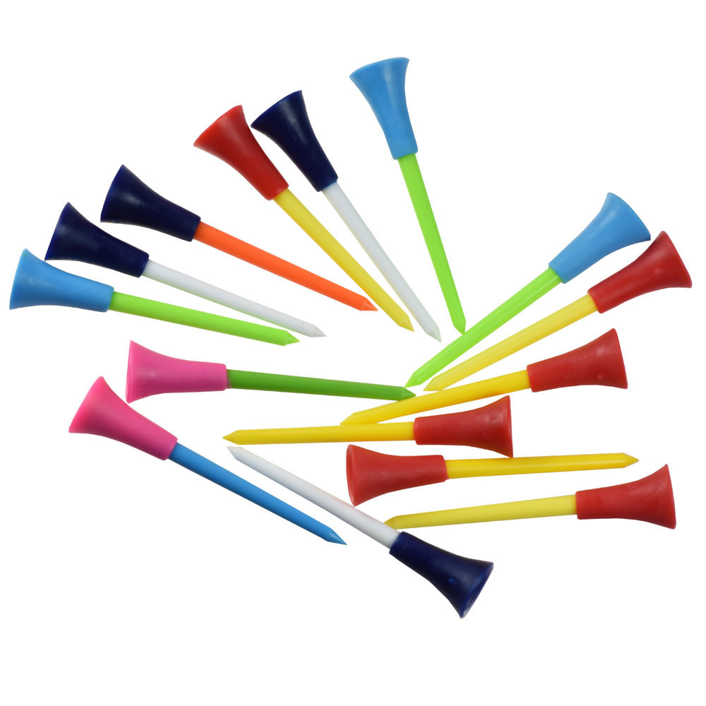 Golf Tees 100pcs Mix Colors 83mm Plastic Durable Rubber Cushion Top Ball Holder Accessories 230801