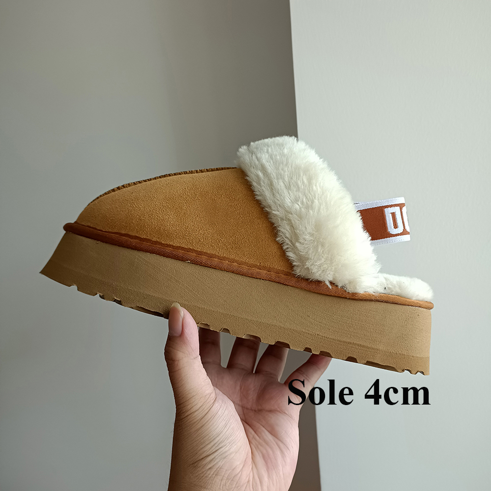 Australia Funkette Platform Slippers Disquette Tazz Tasman Womens Designer Fashion Winter Indoor Suede Wool Ladies Home Warm Slip-on Shoes Black Brown