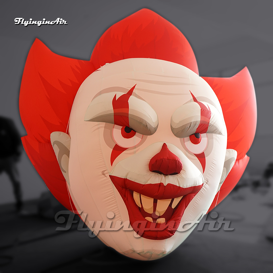 Funny Hanging Giant Inflatable Clown Head Balloon Halloween Figure Model With LED Light For Club Decoration