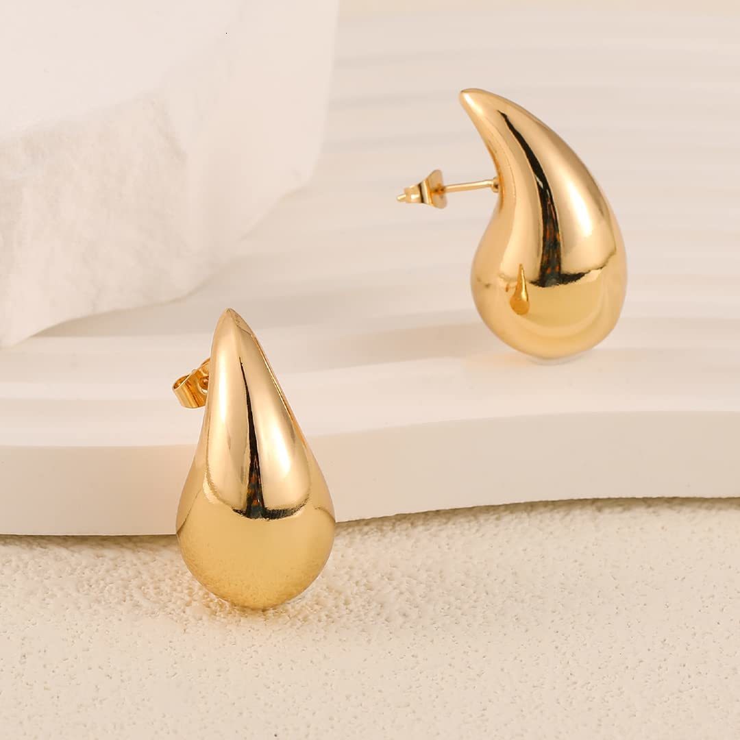 Stud y Gold Hoop Earrings for Women Lightweight Waterdrop Hollow Open Hoops 18K Plated Fashion Jewelry Girl 230822