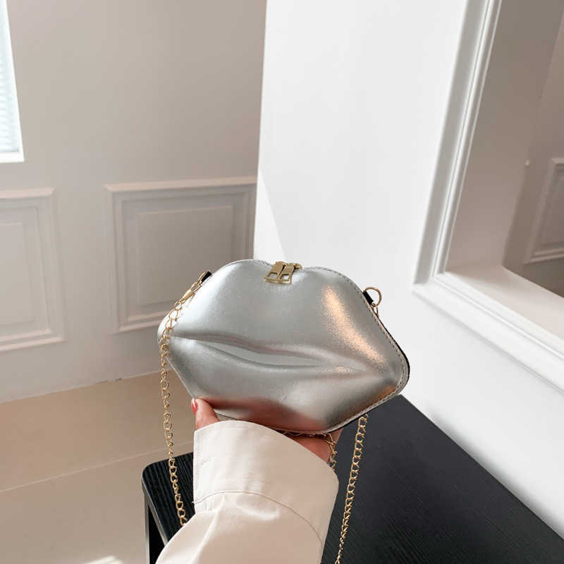 Leather Lip Purse Box Clutch Lip Shaped Party Bags Spring summer New Fashion Chain Bag Shoulder Oblique Cross Lip Women's