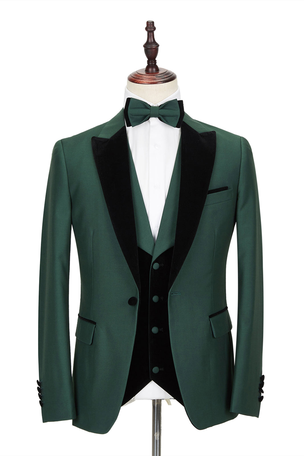 Classic Groom's Wedding Tuxedos Peaked Lapel Suit 3 Pieces For Male Prom Evening Party Custom Made (Jacket+Pants+Vest)