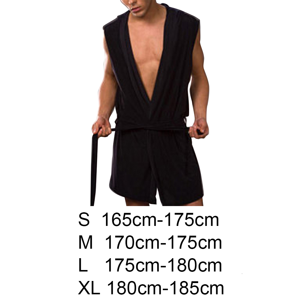 Men s Robes Summer Milk Silk Bathrobe Hooded Sleeveless Pajamas Slimming Medium And Long Fitting Household Clothing 230802