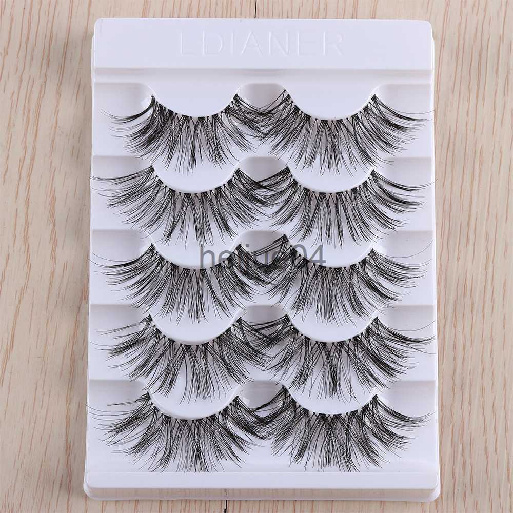 False Eyelashes 5 Pairs 3D Effect False Eyelashes Natural Long Wispy Full Strip Black Lashes Extension Handmade CrueltyFree Eye Makeup Tools x0802