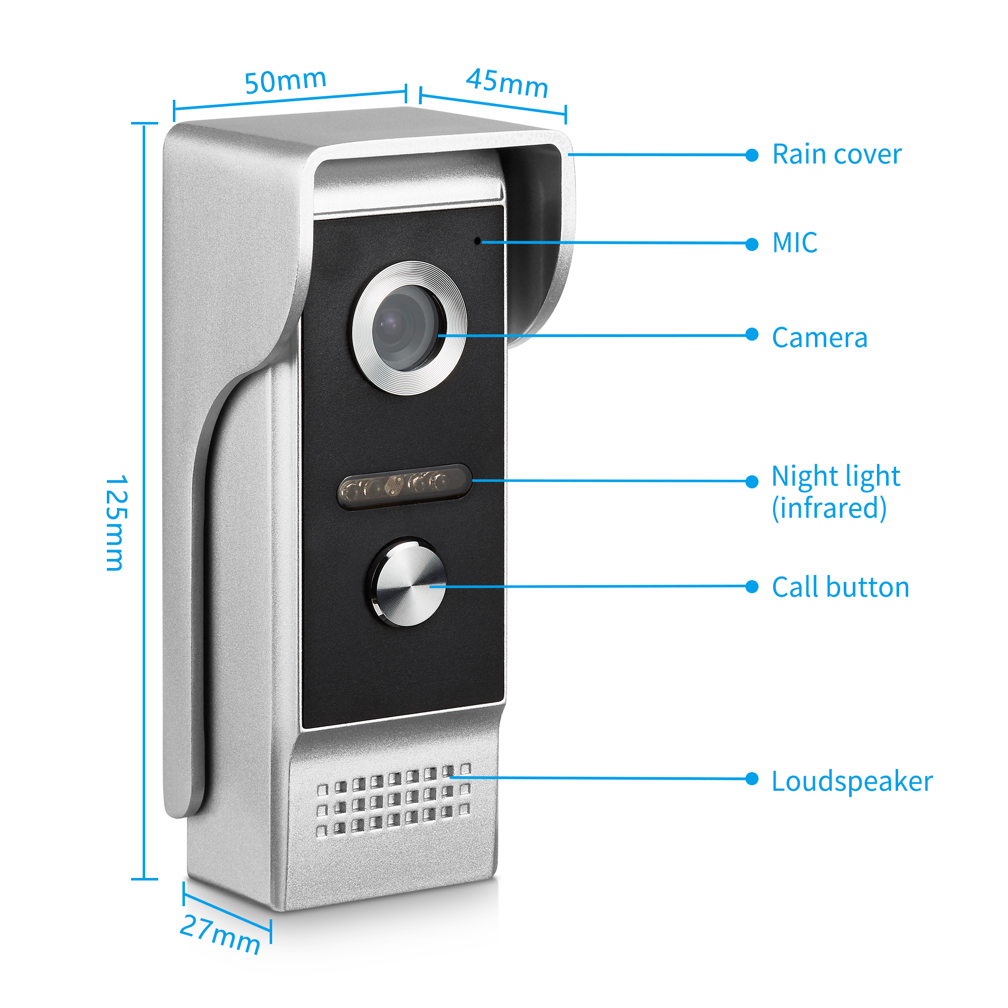 AnjieloSmart 4-Wired Video Door Phone Single Doorbell Waterproof Wide View Angle Lens with Night Vision For home