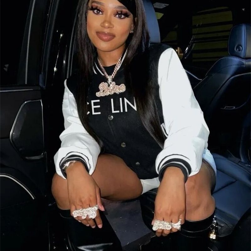 Women s Jackets 2023 d High end Patchwork Casual Button Nature Office Lady Young Stand Neck Full Sleeve Free Slim Women Baseball Cloth 230801