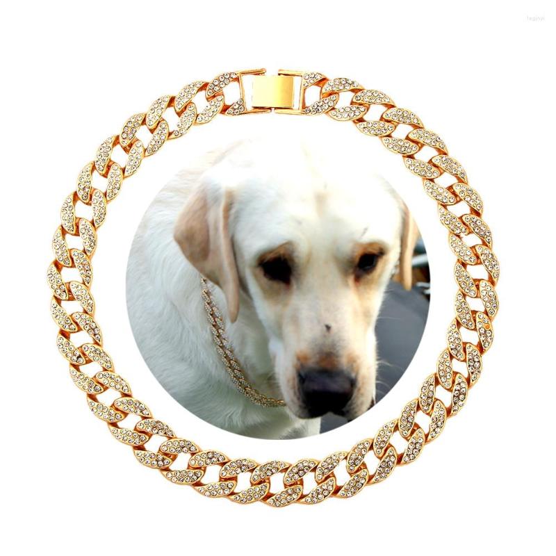 Dog Collars Dog Collars Chain Iced Out Cuban Collar Necklace Bling Rhinestone Metal For Small Medium Large Dogs Cat Accessories H250219