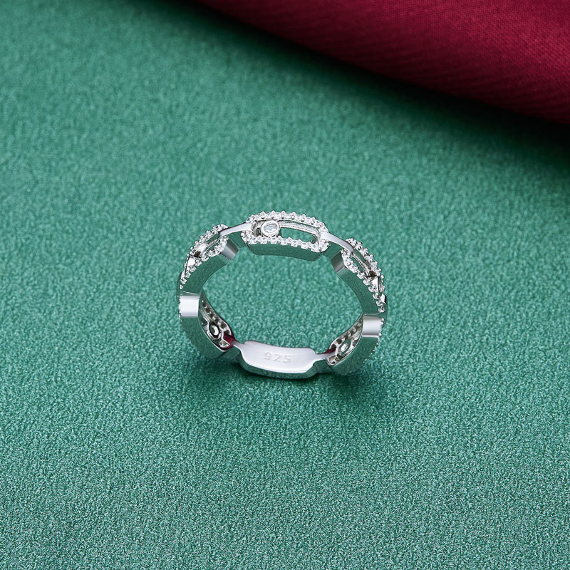 Wedding Rings Moonmory Real 100 925 Sterling Silver CZ Move Stone Ring For Women European Trendy Fine Textured Jewelry 230802
