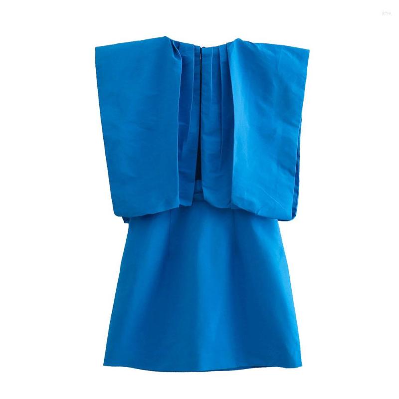 Casual Dresses Women 2023 Chic Fashion Puffy Bow Tie Upper Body Mini Dress Vintage Sleeveless Female