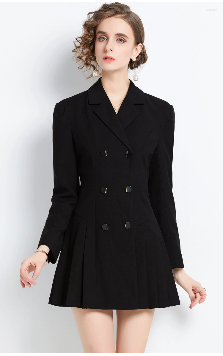 Casual Dresses Autumn Fashion Elegant Office Women Double Breasted Blazer Temperament Formal Slim Mini Commute Lady Femme Mujer Vestidos