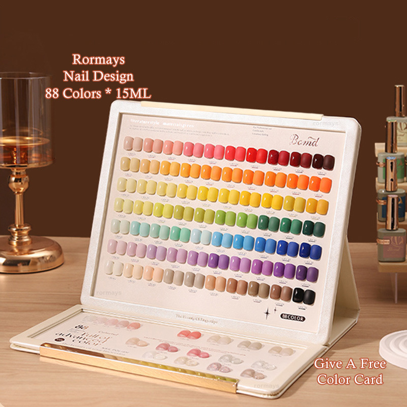 Rormays Iridescence 88 Color gel Polishing Set New Fashion Color Varnish Mixed Color Bare Color Varnish Matte Top Soak LED UV Nail Art Salon Factory W