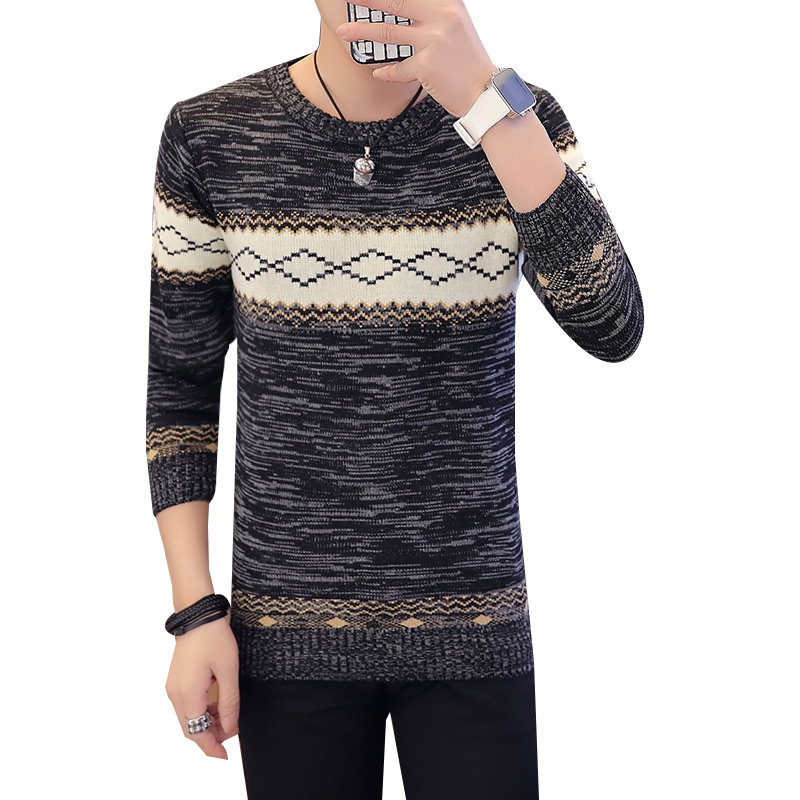Men s Sweaters Spring and Autumn Thin Elastic Crew Neck Pullover Personality Stripe Colorblock Fashion British Style Sweater 230802