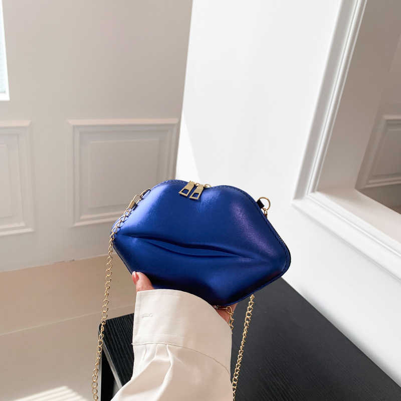 Leather Lip Purse Box Clutch Lip Shaped Party Bags Spring summer New Fashion Chain Bag Shoulder Oblique Cross Lip Women's