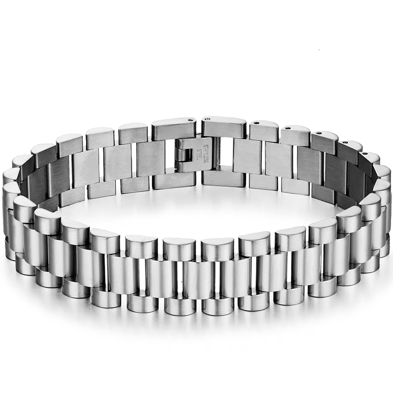 Charm Bracelets 316L Stainless Steel Bracelet For Men Women 15MM Wide Link Watch Chain Mens Necklaces Mannen Armband Hand Accessories 230801