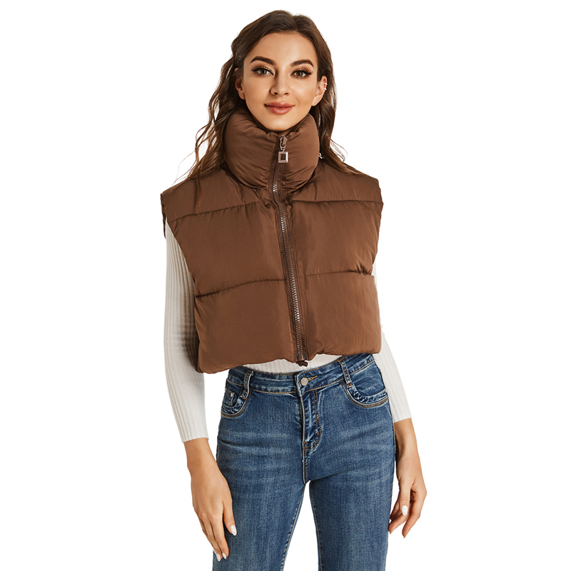 Women s Vests Malina Simple Autumn Stand Collar Women Fashion Zipper Coats Elegant Casual High Waisted Cotton Female Ladies 230801