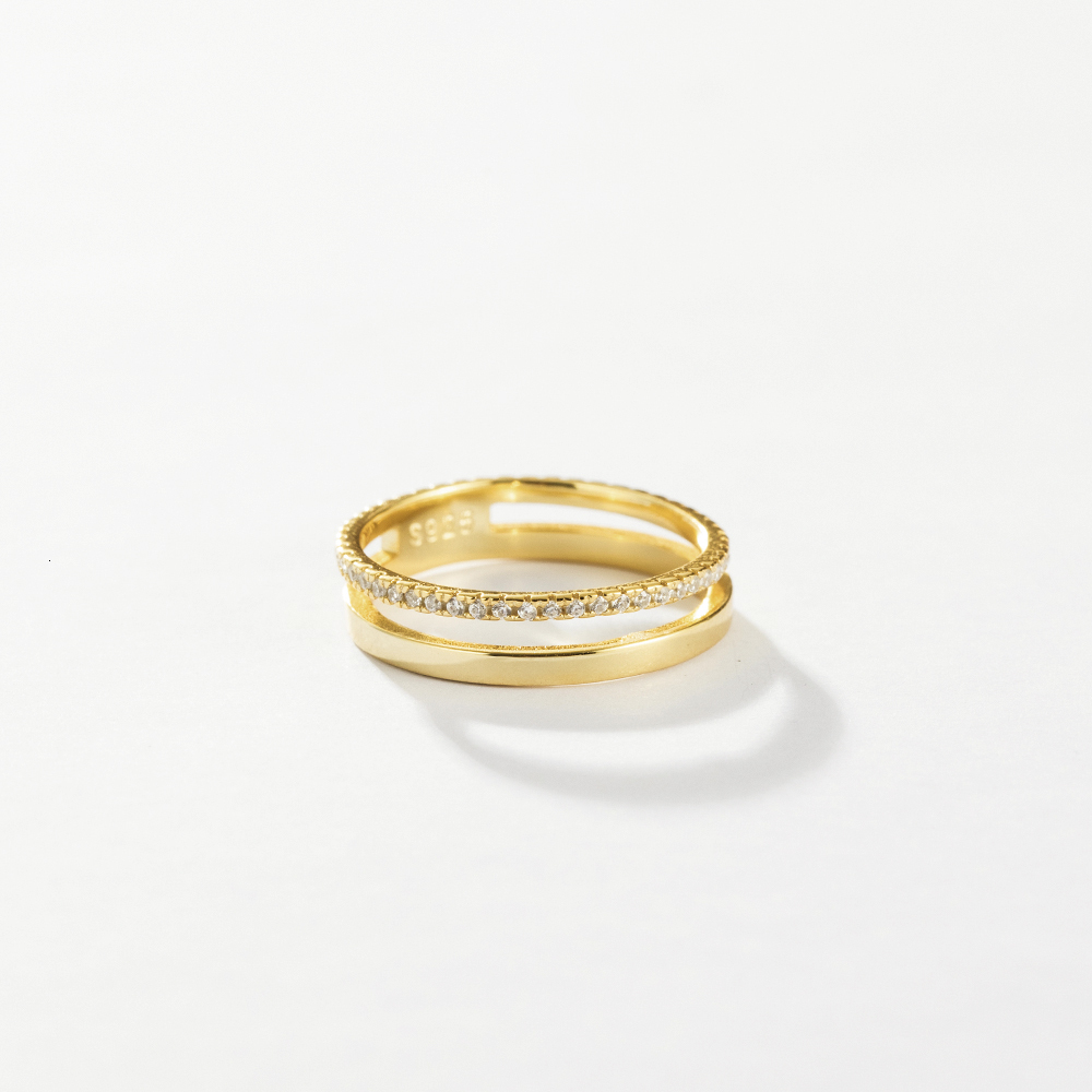 Wedding Rings ANDYWEN 925 Sterling Silver Zircon CZ Pave Shiny RingTwo Circle Women Double Winter Fine Jewelry 230802