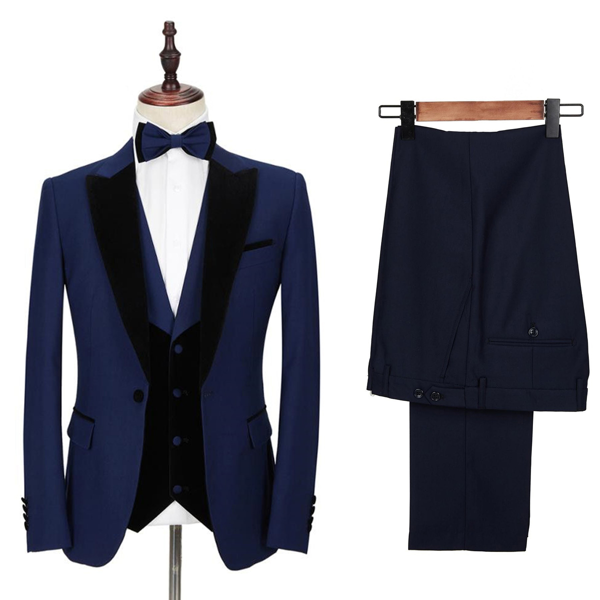 Classic Groom's Wedding Tuxedos Peaked Lapel Suit 3 Pieces For Male Prom Evening Party Custom Made (Jacket+Pants+Vest)