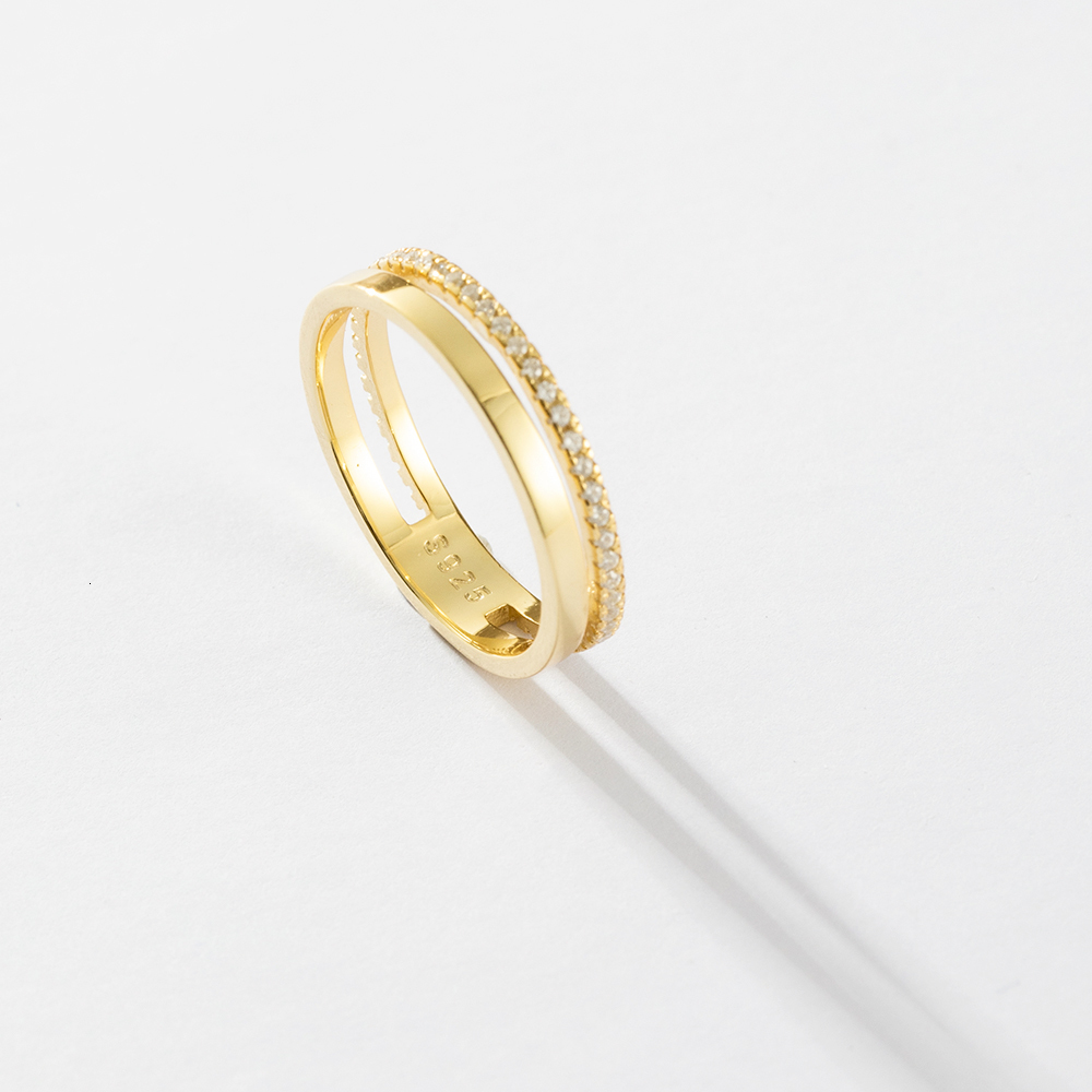 Wedding Rings ANDYWEN 925 Sterling Silver Zircon CZ Pave Shiny RingTwo Circle Women Double Winter Fine Jewelry 230802