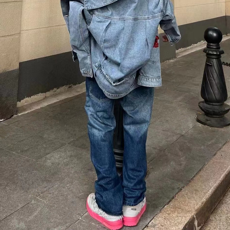 Mens Jeans Fashion Letter Brown Vintage Baggy Men Pants Straight Hip Hop Goth Denim Trousers Pantalones Vaqueros 230801