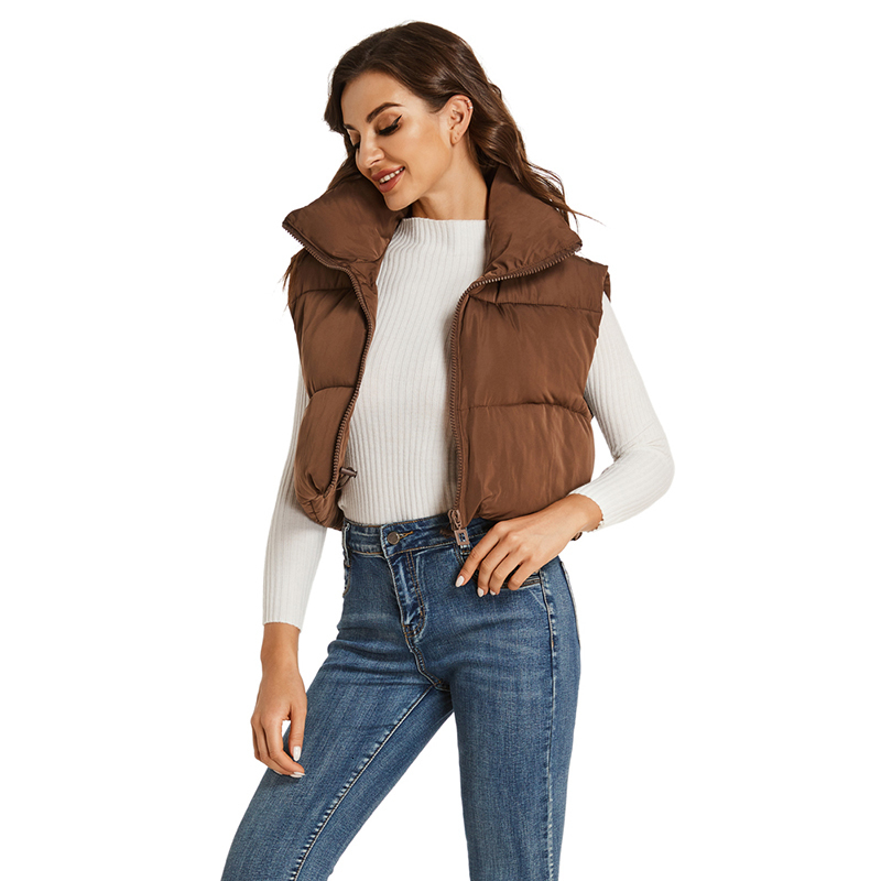 Women s Vests Malina Simple Autumn Stand Collar Women Fashion Zipper Coats Elegant Casual High Waisted Cotton Female Ladies 230801