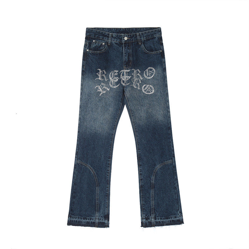 Mens Jeans Fashion Letter Brown Vintage Baggy Men Pants Straight Hip Hop Goth Denim Trousers Pantalones Vaqueros 230801