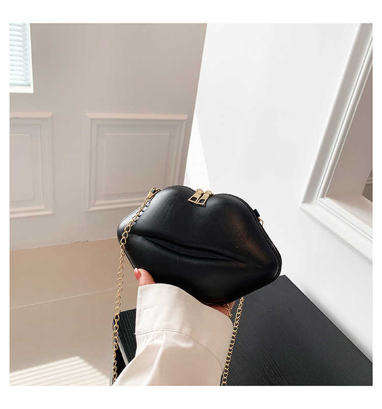 Leather Lip Purse Box Clutch Lip Shaped Party Bags Spring summer New Fashion Chain Bag Shoulder Oblique Cross Lip Women's