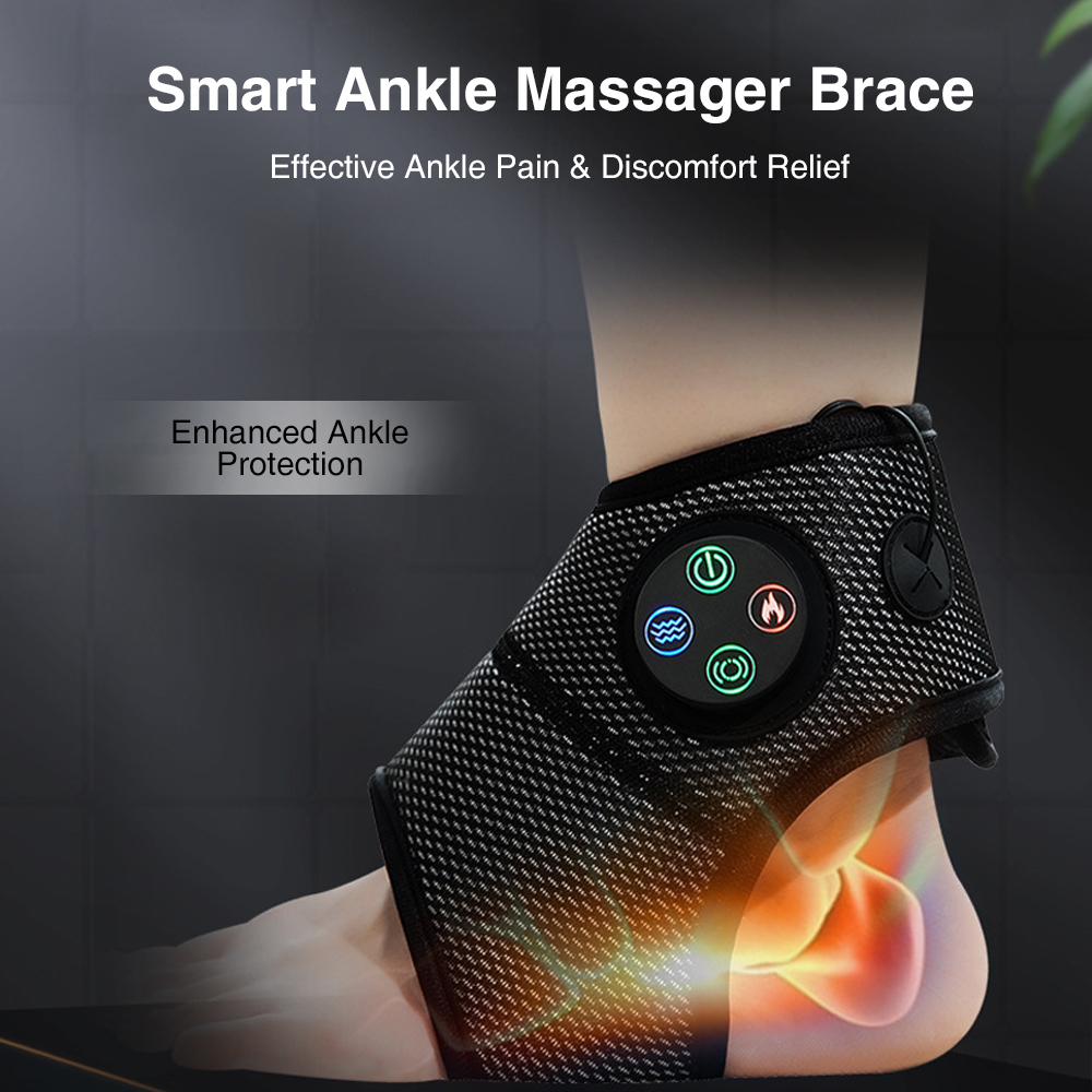 Leg Massagers Smart Ankle Massage Compression Air Brace Foot Electric Vibration Compress Heating 230802