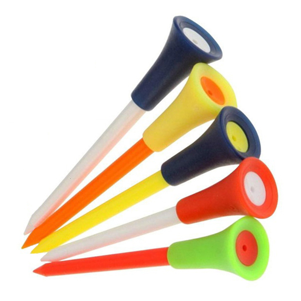 Golf Tees 100pcs Mix Colors 83mm Plastic Durable Rubber Cushion Top Ball Holder Accessories 230801