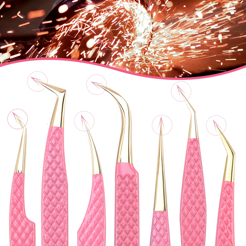Makeup Tools 3Pc Eyelash Tweezers Set With Bag Stainless Steel Accurate 3D Volume Fan Lash Eyebrow Tweezer Accessories 230801