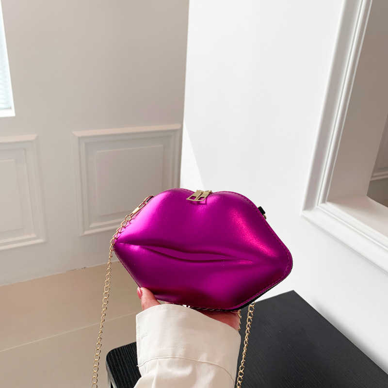 Leather Lip Purse Box Clutch Lip Shaped Party Bags Spring summer New Fashion Chain Bag Shoulder Oblique Cross Lip Women's