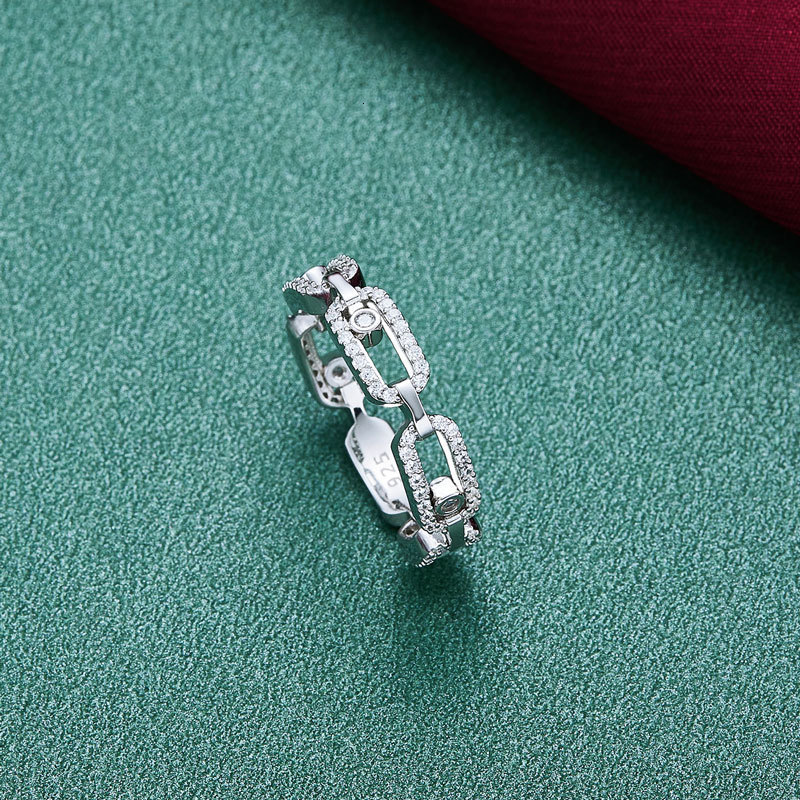 Wedding Rings Moonmory Real 100 925 Sterling Silver CZ Move Stone Ring For Women European Trendy Fine Textured Jewelry 230802