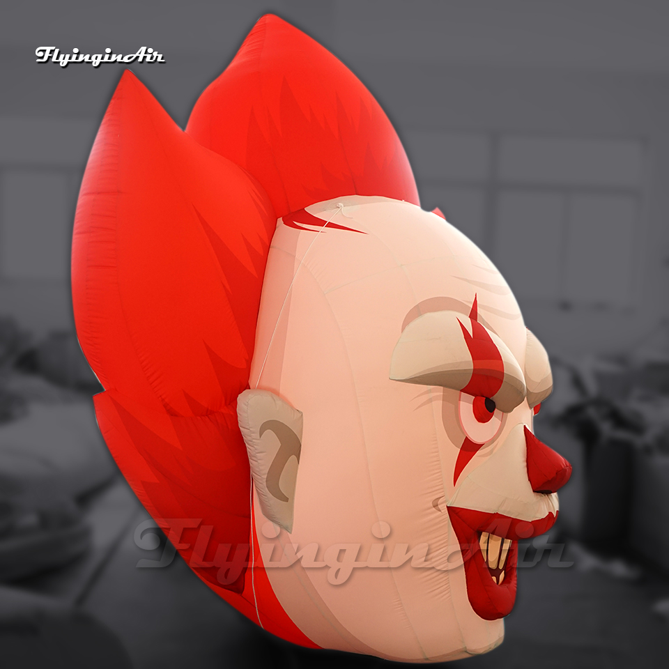 Funny Hanging Giant Inflatable Clown Head Balloon Halloween Figure Model With LED Light For Club Decoration