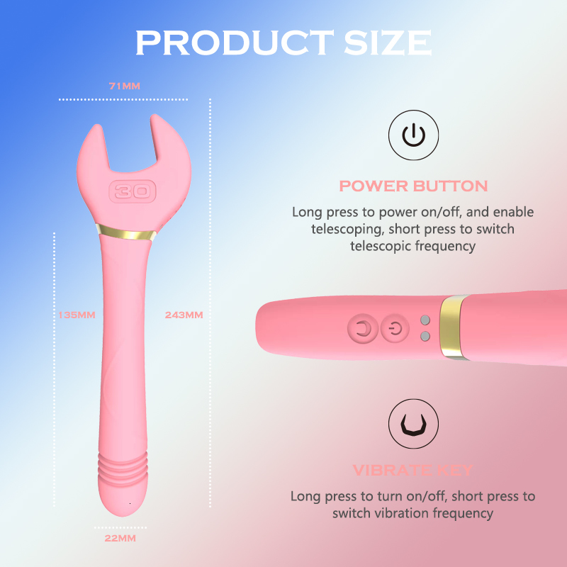 Vibrators LICKLIP Love Wrench Vibrator Automatic Telescopic Dildo Hammer Massage Stick Clitoris Stimulation Masturbator ForFemale Sex Toy 230801 - view 4