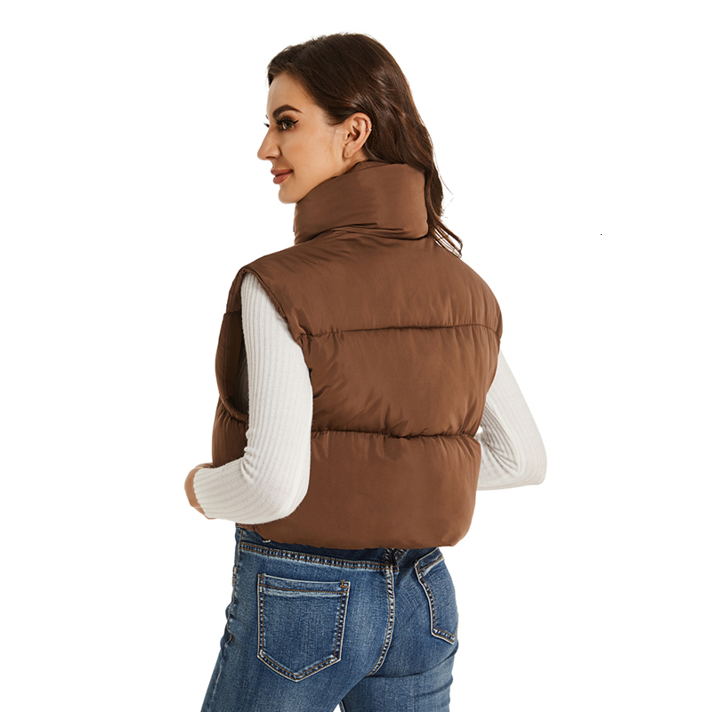 Women s Vests Malina Simple Autumn Stand Collar Women Fashion Zipper Coats Elegant Casual High Waisted Cotton Female Ladies 230801