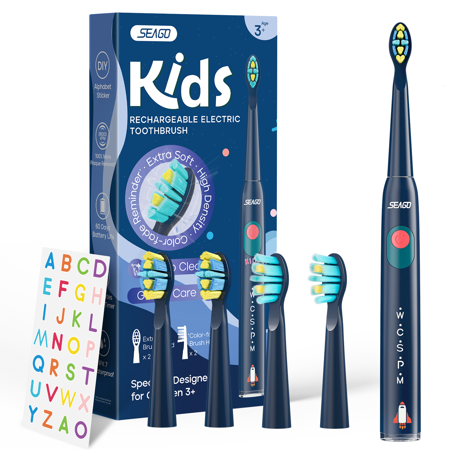 Toothbrush Seago Kids Electric Toothbrush for 6Years 5 Modes Rechargeable IPX7 Waterproof Power Sonic Toothbrush Replacement Head SG-2303 230802
