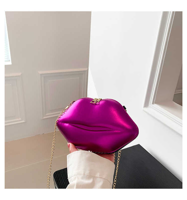 Leather Lip Purse Box Clutch Lip Shaped Party Bags Spring summer New Fashion Chain Bag Shoulder Oblique Cross Lip Women's