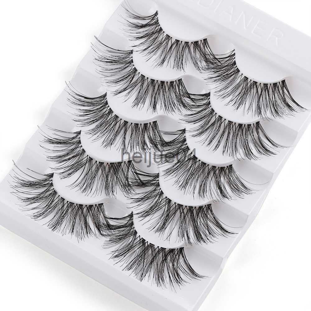 False Eyelashes 5 Pairs 3D Effect False Eyelashes Natural Long Wispy Full Strip Black Lashes Extension Handmade CrueltyFree Eye Makeup Tools x0802