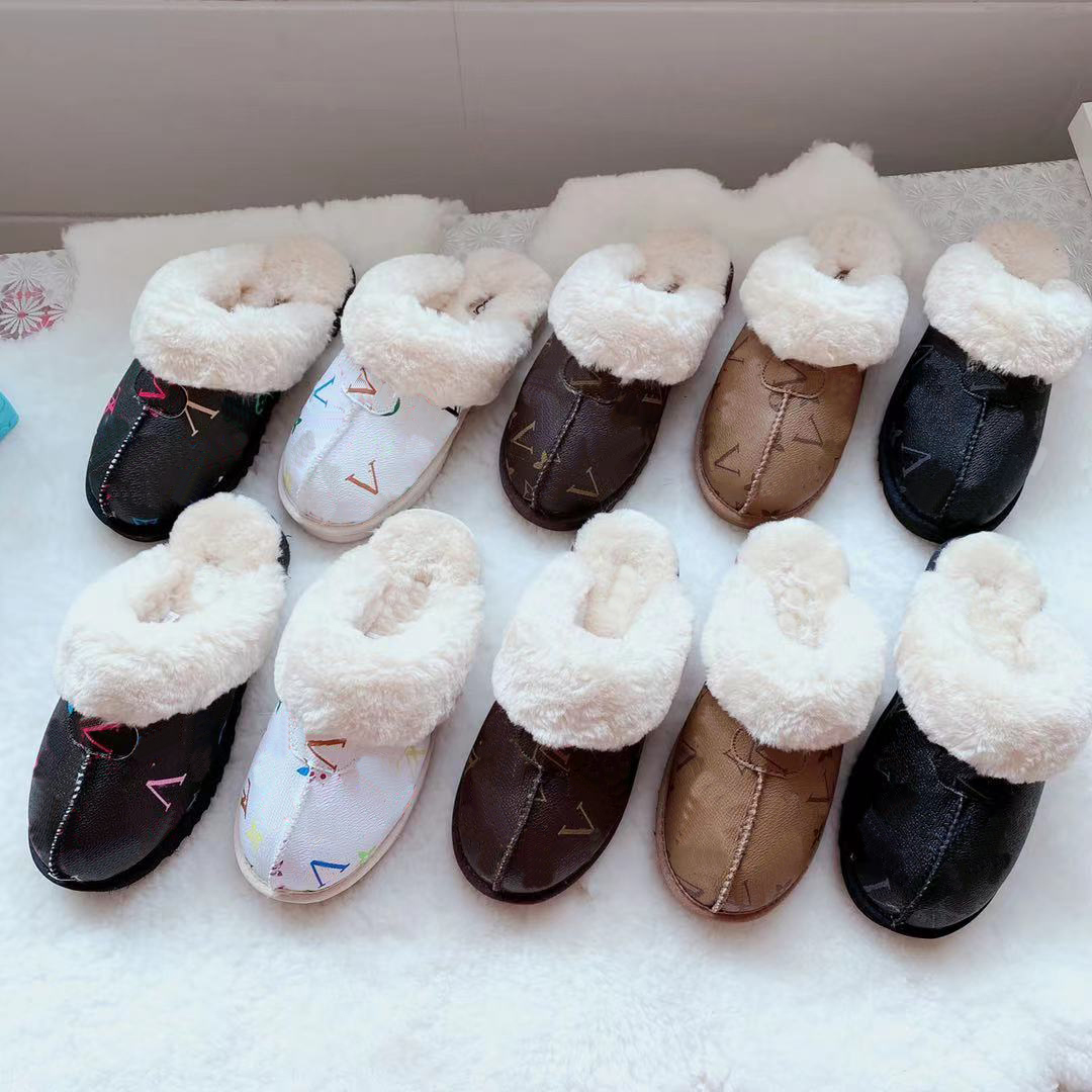 Luxury Brand Mule Loafer clog fur sandal Designer shoe sabot slipper flat Leather wool fluffy Furry side mens womens fashion shoes Winter fur Slipper Loafers Mules
