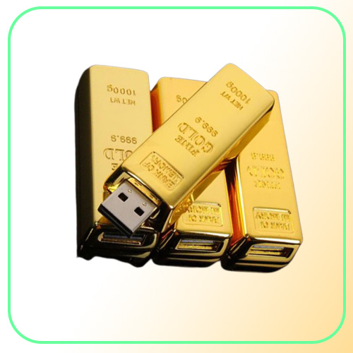 real capacity golden USB Flash Drive 32GB bullion gold bar Pen Drive Flash Memory Stick Drives16GB 8GB 4GB creative gift USB20