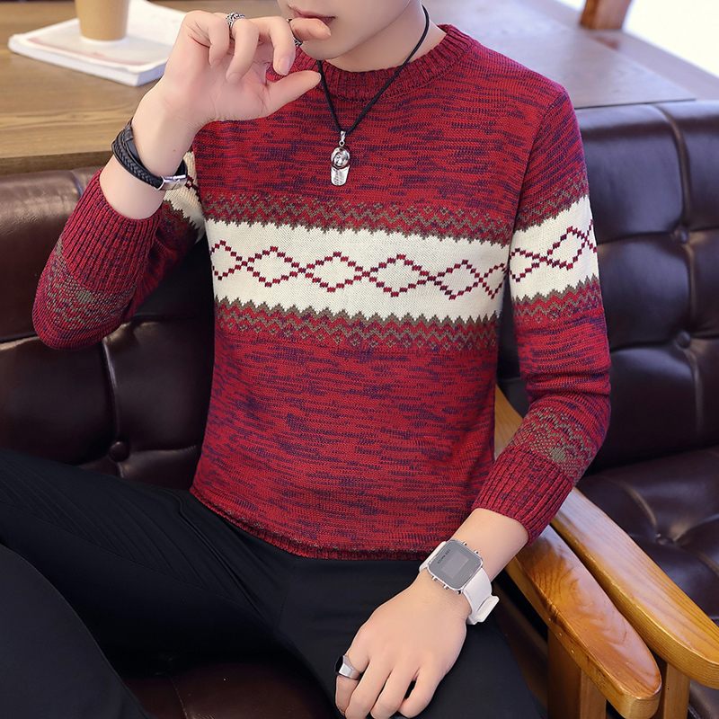 Men s Sweaters Spring and Autumn Thin Elastic Crew Neck Pullover Personality Stripe Colorblock Fashion British Style Sweater 230802