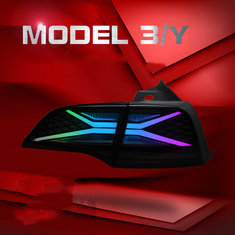 Upgrade RGB Style Rear Lights For Tesla Model3/Model Y Tail Brake Lights Turn Signal X - Men Mirage Taillight