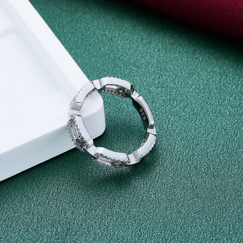 Wedding Rings Moonmory Real 100 925 Sterling Silver CZ Move Stone Ring For Women European Trendy Fine Textured Jewelry 230802