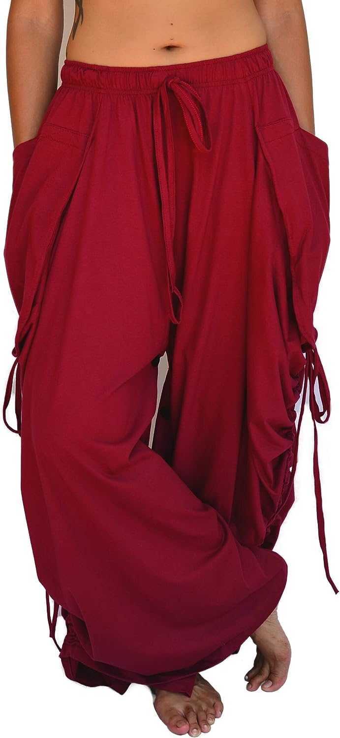 Women's Harem Pants Palazzo Dhoti Pants Lounge Trousers Convertible to a Skirt 2 Pockets Cotton
