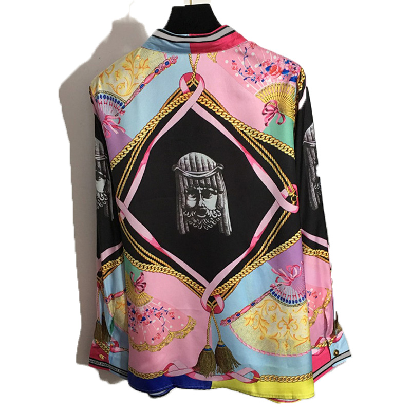 Women Silk Shirt Trousers Set Street Style Slim Fit Leggings Printed Long Sleeved Shirt Chic Party Suit