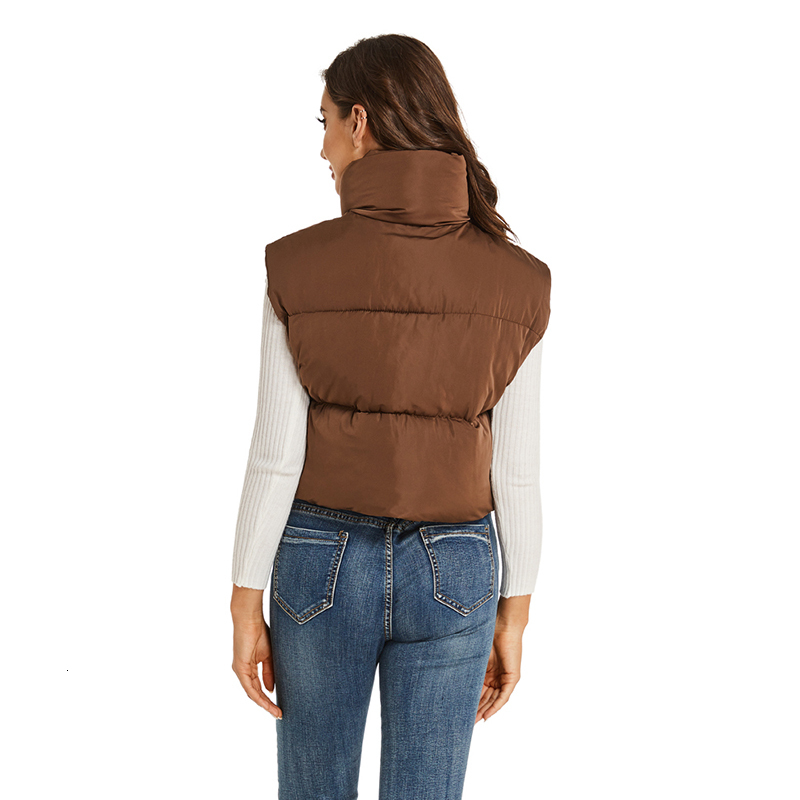 Women s Vests Malina Simple Autumn Stand Collar Women Fashion Zipper Coats Elegant Casual High Waisted Cotton Female Ladies 230801