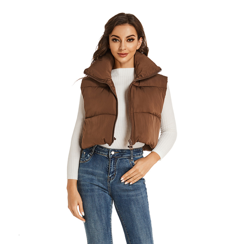 Women s Vests Malina Simple Autumn Stand Collar Women Fashion Zipper Coats Elegant Casual High Waisted Cotton Female Ladies 230801