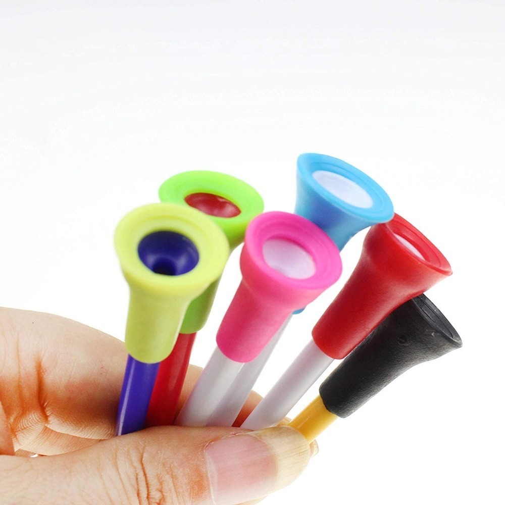 Golf Tees 100pcs Mix Colors 83mm Plastic Durable Rubber Cushion Top Ball Holder Accessories 230801